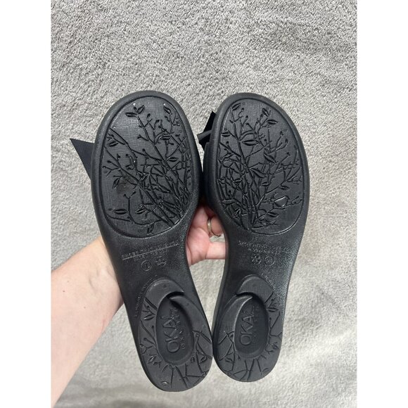 Oka B Women’s Medium Black Bow Slip On Peep Toe Sandals Slides Shoes Water Beach - Picture 6 of 10